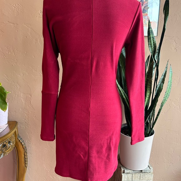 Burgundy Wine Off the Shoulder Long Sleeve Faux Suede Mini NWT - Picture 9 of 11